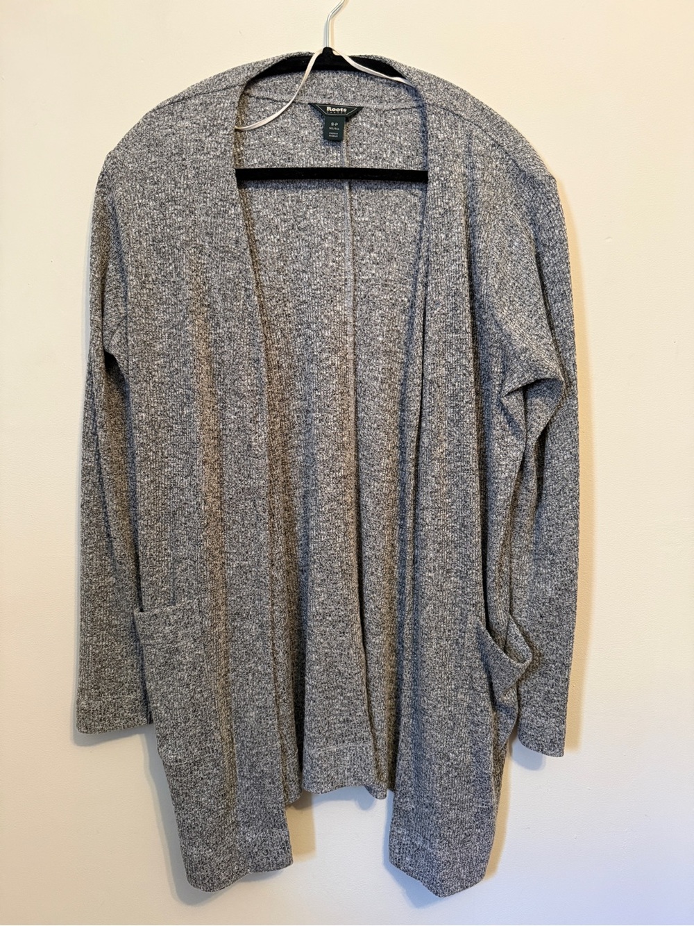Roots Open-Front Gray Cardigan Sweater